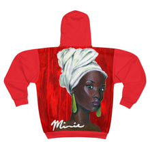 Load image into Gallery viewer, Red and White AOP Unisex Zip Hoodie