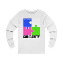 Load image into Gallery viewer, Blue and White Sisterhood Solidarity Unisex Jersey Long Sleeve Tee