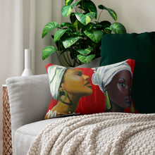 Load image into Gallery viewer, Red and White Spun Polyester Lumbar Pillow