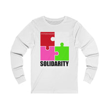 Load image into Gallery viewer, Red and White Sisterhood Solidarity Unisex Jersey Long Sleeve Tee