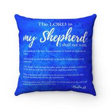Load image into Gallery viewer, Psalm 23  Blue Square Pillow
