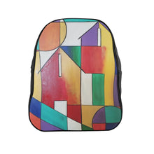 Load image into Gallery viewer, colorfullycolorful backpack, abbstract backpack, abstract house backpack
