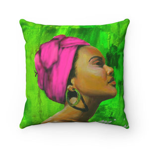 Pink and Green 1 - Square Pillow