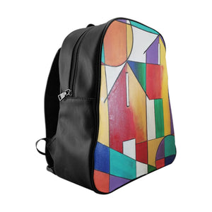 colorful backpack, abbstract backpack, abstract house backpack house backpack